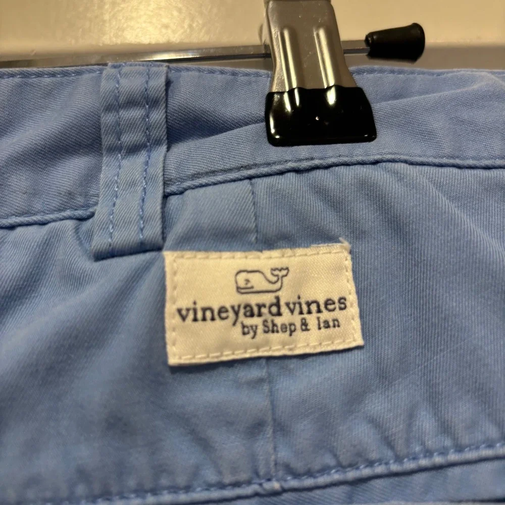 Vineyard Vines Club Shorts Mens 42 Blue Cotton Twill Flat Front Chino Shorts